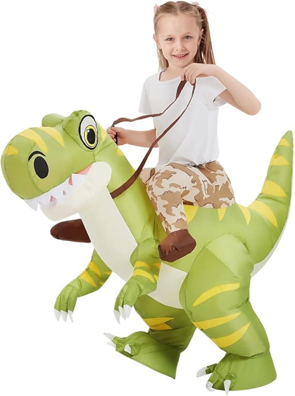 GOOSH Inflatable Kids and Adults Halloween Blow up Funny Riding Dinosaur Costume